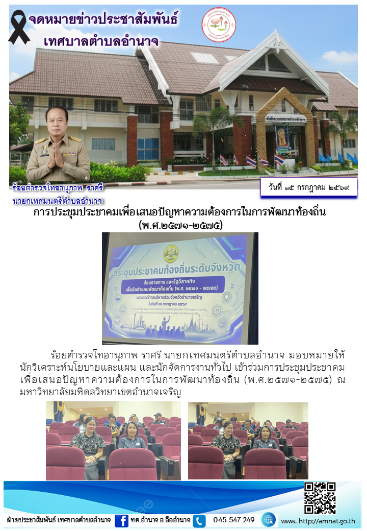 การประชุมประชาคมเพื่อเสนอปัญหาความต้องการในการพัฒนาท้องถิ่น  (พ.ศ.๒๕๗๑-๒๕๗๕)